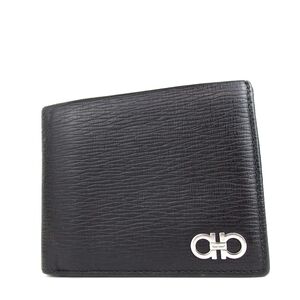 Authentic Salvatore Ferragamo JL-66 AO65 Double Gancini wallet leather